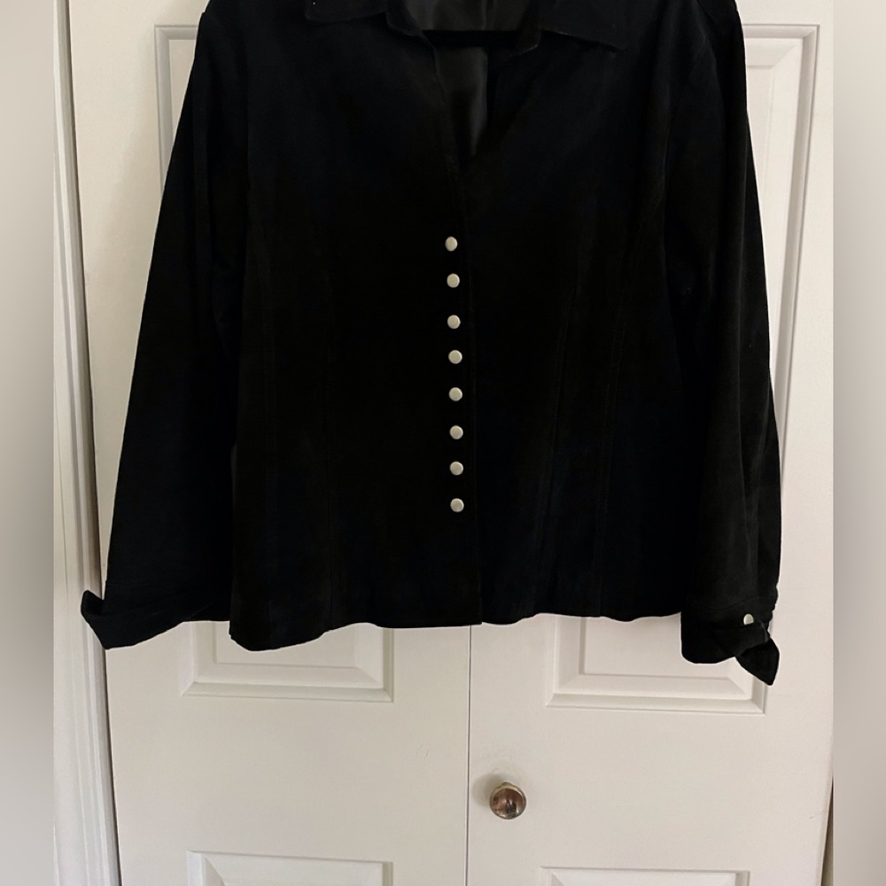 Coldwater Creek Black Suede Snap Front Jacket